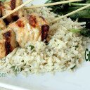 Grilled Salmon Skewers with Creamy Dill Dipping Sauce