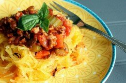 Spaghetti Squash with Meaty Tomato Sauce